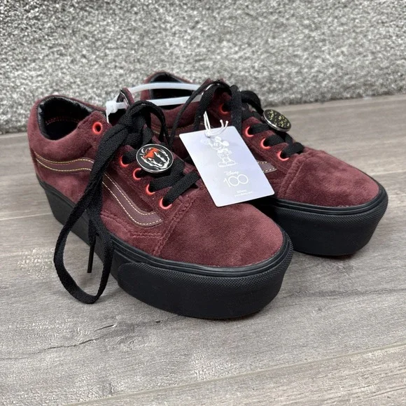 Disney x VANS Old Skool Stackform Shoes Poison Apple Mahogany Women's 6.5 NEW - Picture 2 of 8